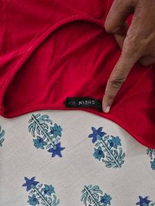 Red Button-Up Crop Top