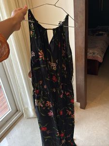 Black Floral Jumpsuit With Lace Detailing