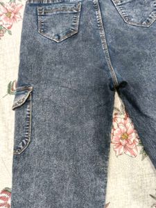 Stylish Acid Wash Cargo Jeans