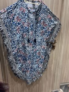 Stylish Printed Kaftan Top with Fringe