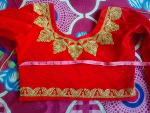 Red &amp; Gold Embroidered Lehenga Choli Set