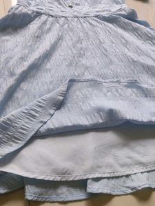 Light Blue Puff Sleeve A-Line Dress