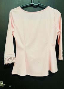 Pale Pink Top with Lace Cuffs