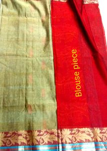 Bangla Tant Cotton Saree With Blouse piece