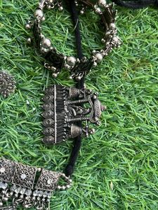 Oxidised Silver Necklace Set with Earrings
