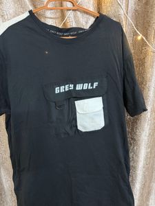 Stylish Black T-Shirt with Pocket Detail