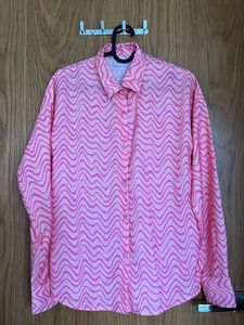 Pink Wavy Pattern Button-Up Shirt
