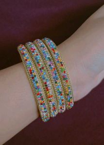 Colorful Crystal Bangle Set