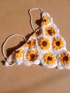 Crocheted Sunflower hair bandana