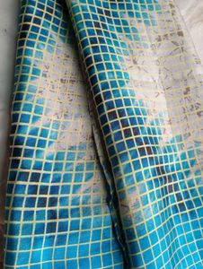 used Stylish Blue &amp; Yellow Checkered saree