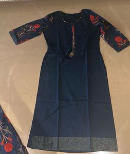 Elegant Navy Blue Floral Kurta Set