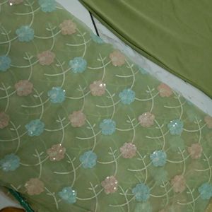Green saree blouse with petticoat