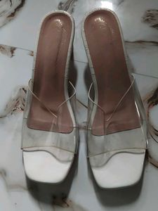 Chic Clear Strap White Heels