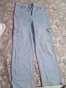 Cargo Wide Leg Jeans &amp; White T-Shirt Set