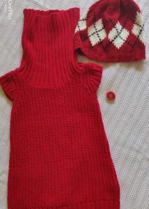 RED HANDMADE DRESS FOR BABY GIRL