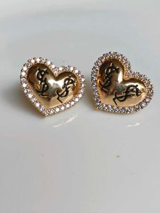 Heart Shaped YSL Stud Earrings