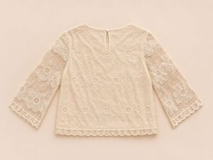 L size Elegant Lace Bell Sleeve Top