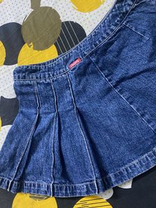 Denim Pleated Mini Skirt