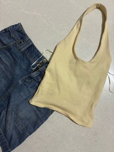 Y2k Butter Yellow ZARA Halter Neck Top