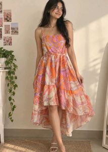 Flowy Swirl Print Midi Dress