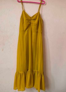 Yellow Striped Midi Dress