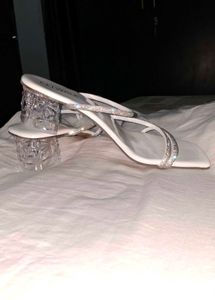 Sparkling White Flat Sandals