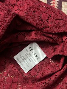maroon Lace Ruffle Top
