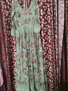Light Green Floral Print Gown