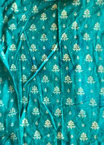 Teal Printed Kurta set with Embroidery