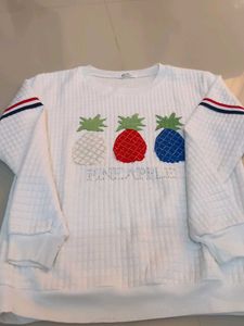 Cute White Pineapple Print Sweatshirt