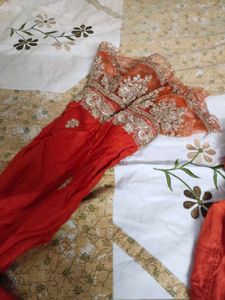 Elegant Rust Color Embroidered work Kurta Set