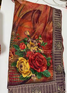 floral print multicolor saree