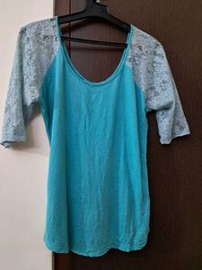 Ginger: Sea Green Lace Top