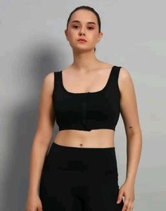 Black Front Zip Sports Bra