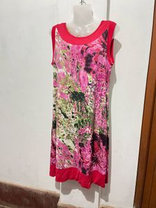 Length-40,,Floral Print Sleeveless Dress