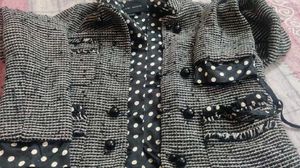 Chic Tweed Jacket with Polka Dot Lining