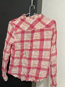 Chic Pink Plaid Long Sleeve Shirt