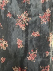 Chic Navy Floral Print Ethnic Gown