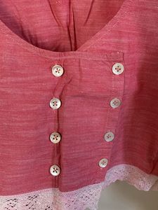 Pink Cropped Button Blouse