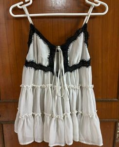 Sheer Babydoll Chemise with Lace Trim