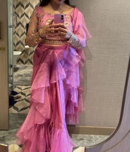 Pink designer customized lehanga style saree ❤️‍🔥