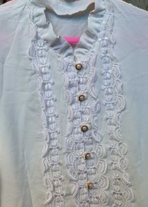 Elegant White Button-Down Blouse.