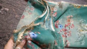 Beautiful Floral Saree with Red Dupatta