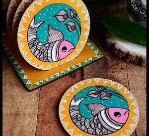 Hand-Painted Fish Design Coasters