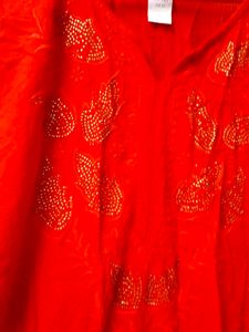 Red Embroidered Kurta