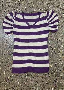 Striped Puff Sleeve Top