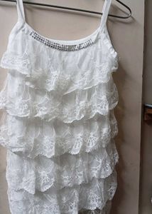 White Lace Ruffle Tank Top