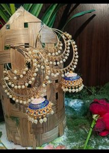 Long Chand Bali Jhumka Earrings