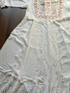 White Embroidered Anarkali Gown ( L size )