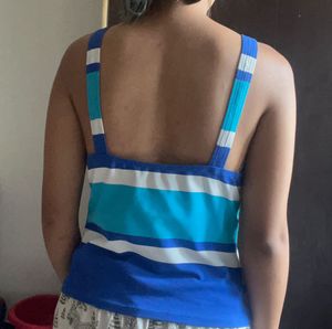 Blue & White Striped Tank Top